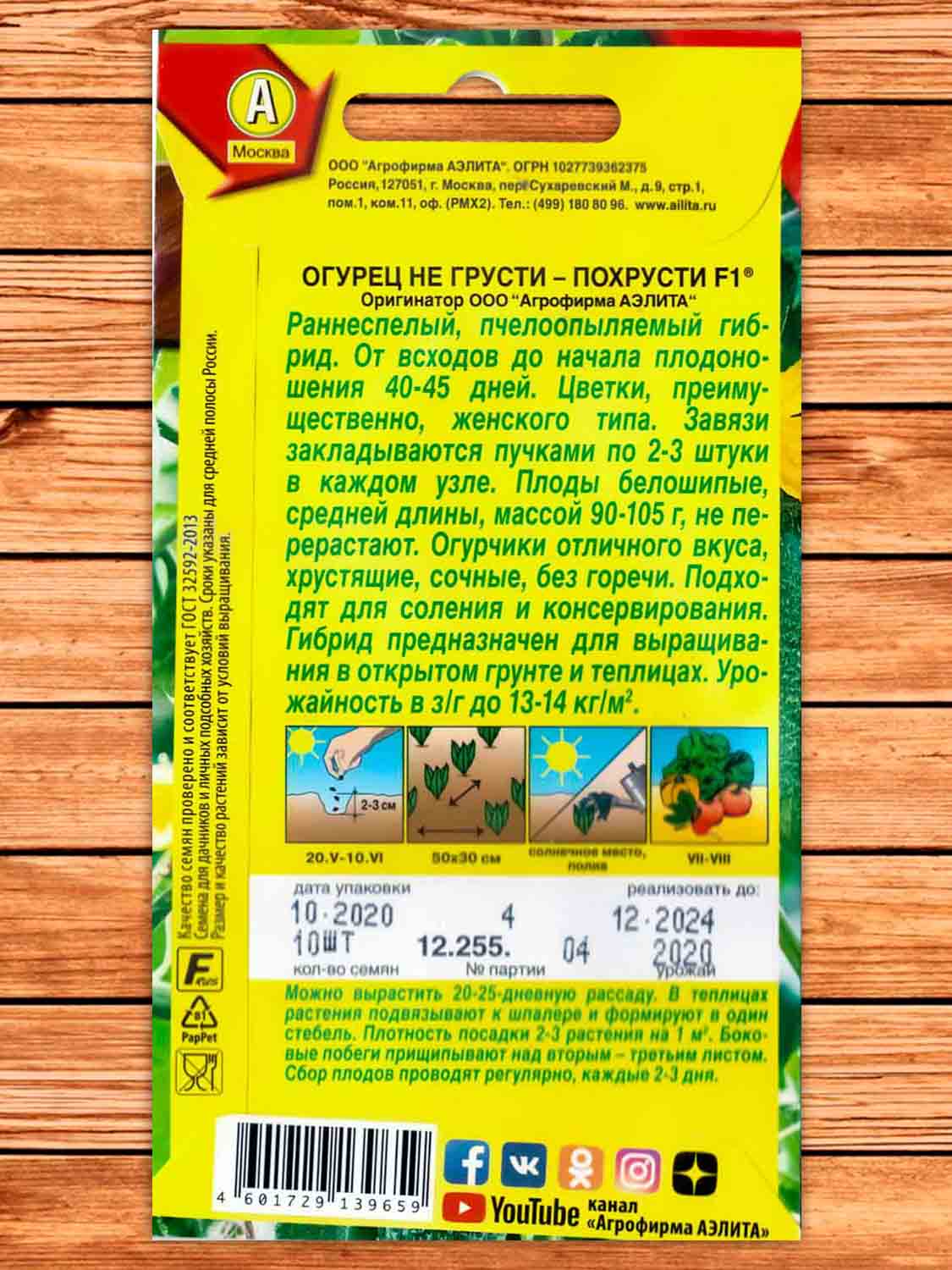 Огурец Не Грусти - Похрусти F1 10 шт.