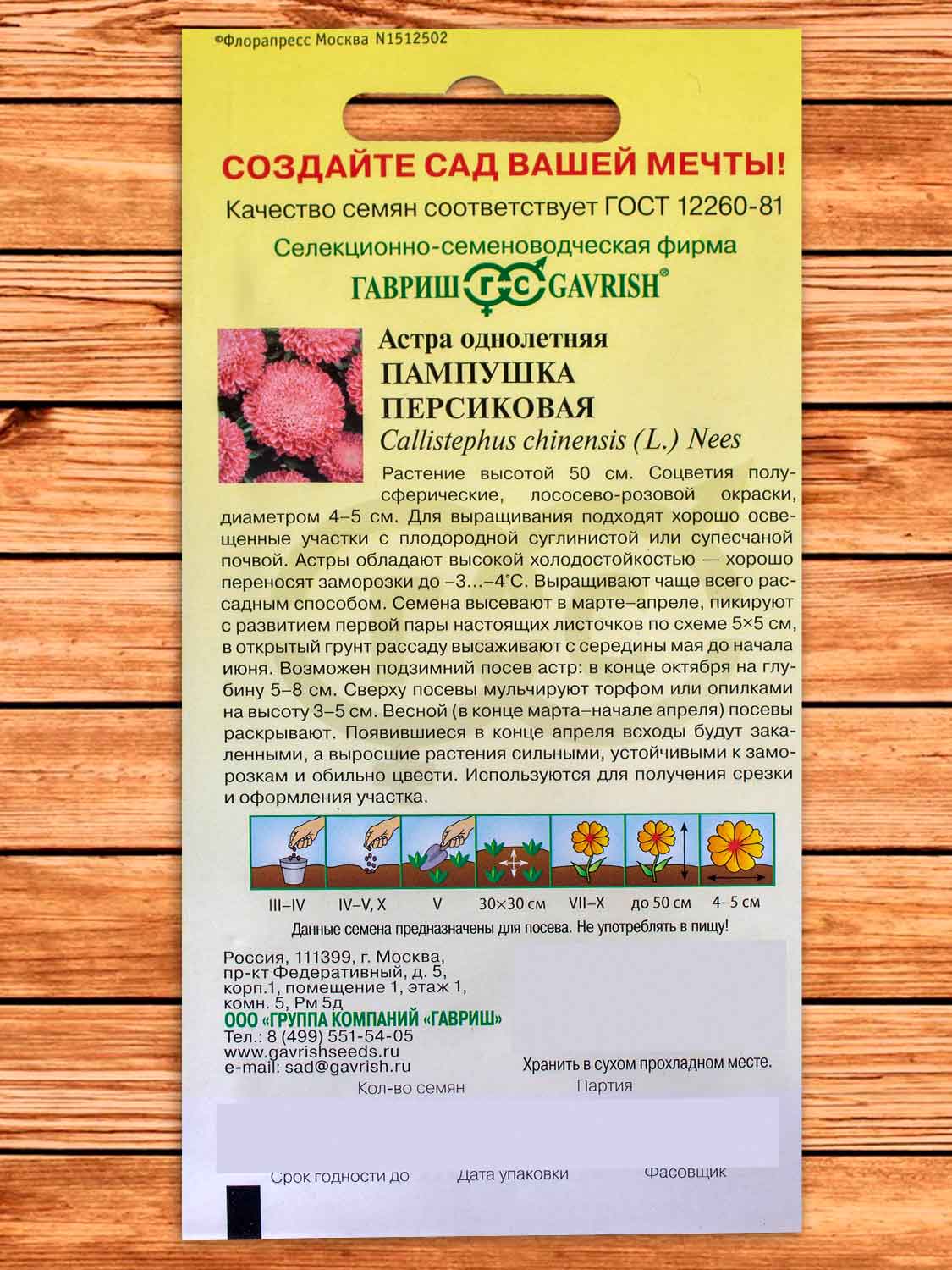Астра Пампушка Персиковая, помпонная 0,3 гр.