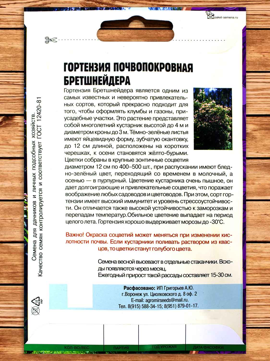 Гортензия Бретшнейдера почвопокровная 20 шт.