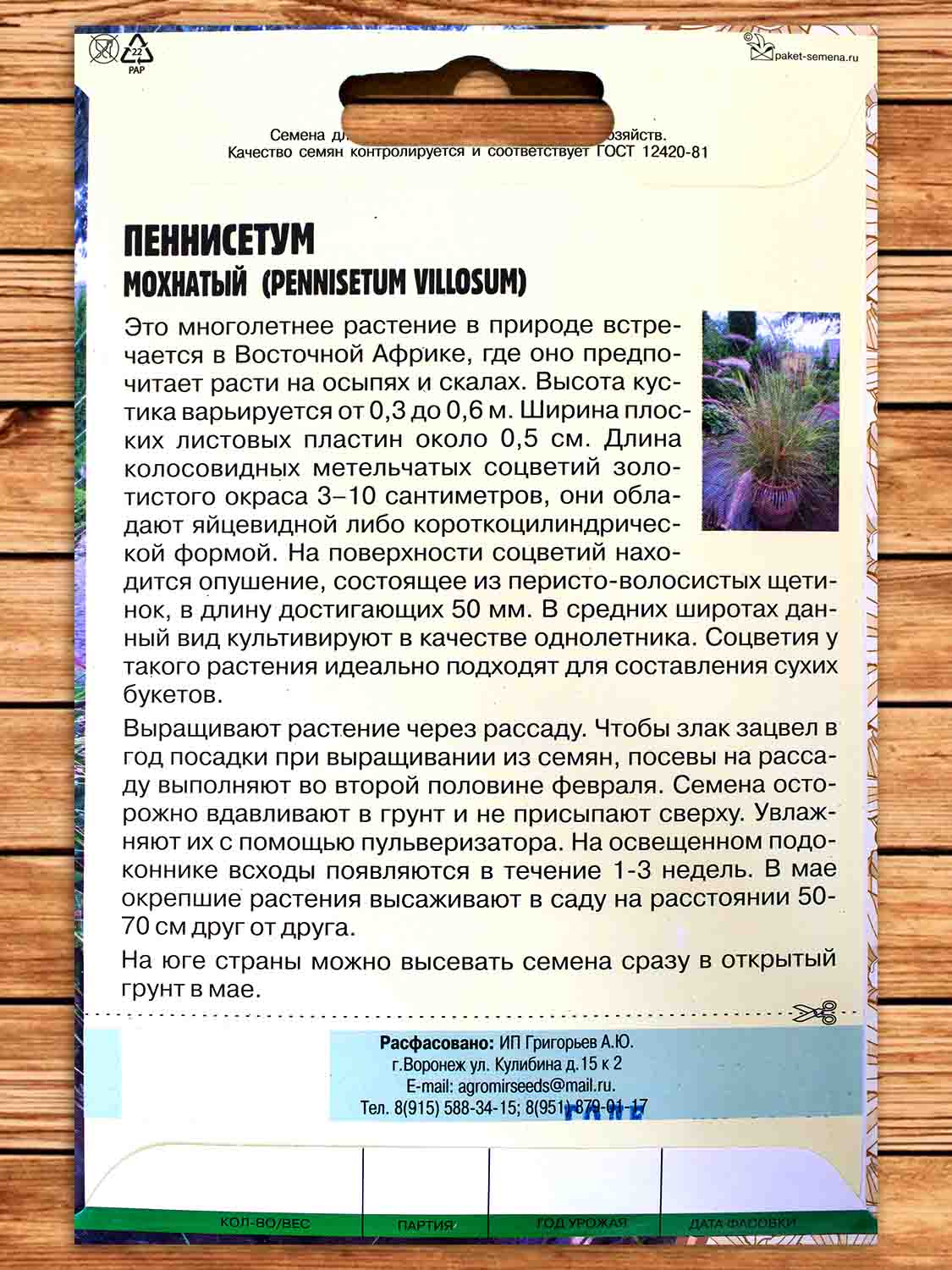 Пеннисетум Мохнатый 10шт.