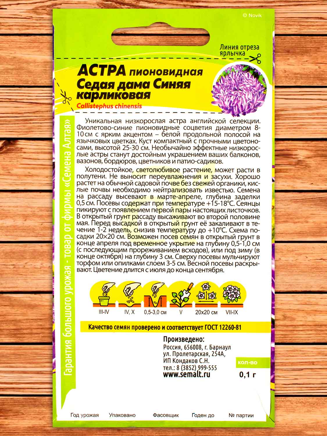 Астра Седая Дама Синяя карликовая 0,1 гр.